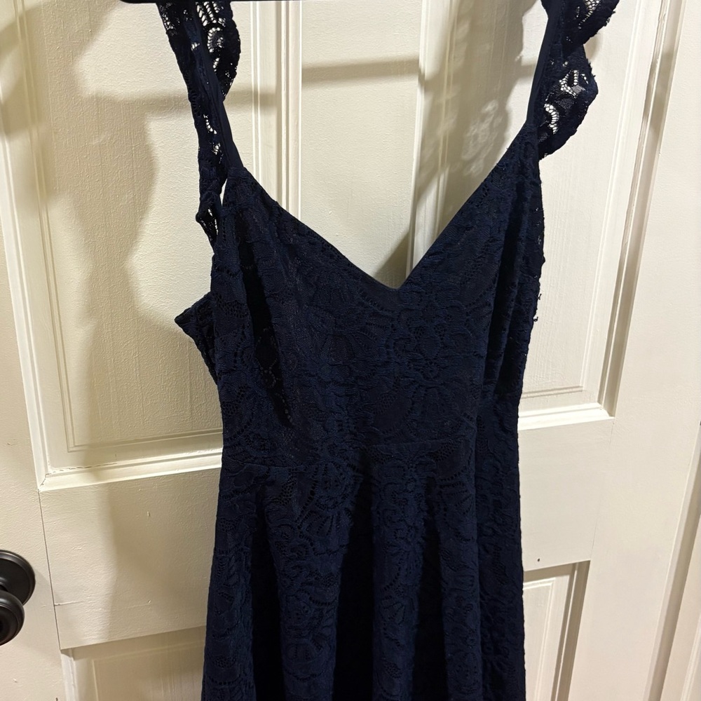 Lulu's Midnight Blue Lace Gown - New